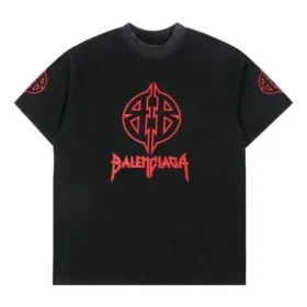 T-Shirt mit Metall-BB-Schablonendruck „Black Red“ 764235TPVI21568