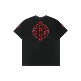 T-Shirt mit Metall-BB-Schablonendruck „Black Red“ 764235TPVI21568