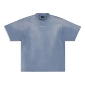 T-Shirt mit Rückenausschnitt, mittlere Passform „Blue White“ 764235TPVK14313