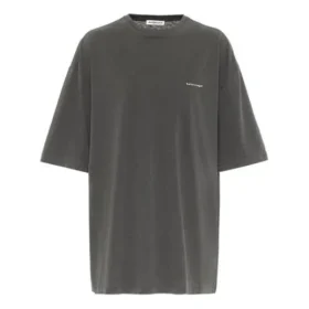 T-Shirt mit Rundhalsausschnitt, kleinem Logo und kurzen Ärmeln, grau 556104TYK281055