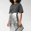 T-Shirt mit Rundhalsausschnitt, kleinem Logo und kurzen Ärmeln, grau 556104TYK281055