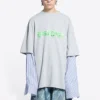 T-Shirt mit Slime-Logo und Lagen-Design „Grey“ 671401TLVF11203