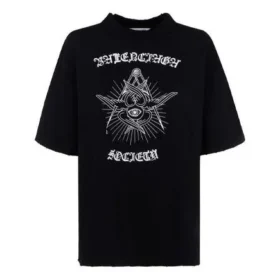 T-Shirt mit Slogan-Aufdruck, kurzärmelig, schwarz 641532TJV781000