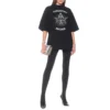 T-Shirt mit Slogan-Aufdruck, kurzärmelig, schwarz 641532TJV781000