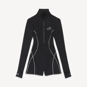 Technischer Damen-Bodysuit mit langen Ärmeln in Schwarz