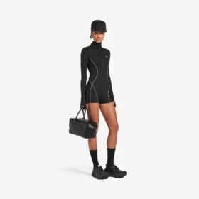 Technischer Damen-Bodysuit mit langen Ärmeln in Schwarz