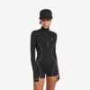 Technischer Damen-Bodysuit mit langen Ärmeln in Schwarz