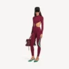 Techwear-Bodysuit für Damen mit Cut-outs in Burgunderrot/Aqua
