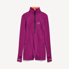 Techwear-Bodysuit für Damen mit kurzen Ärmeln in Violett/Orange