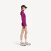 Techwear-Bodysuit für Damen mit kurzen Ärmeln in Violett/Orange