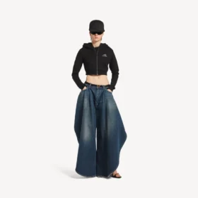 Techwear-Cocoon-Hoodie für Damen in Schwarz