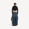 Techwear-Cocoon-Hoodie für Damen in Schwarz