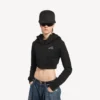 Techwear-Cocoon-Hoodie für Damen in Schwarz