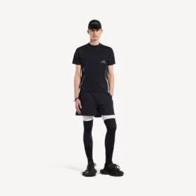 Techwear-Kurzarm-T-Shirt für Herren in Marineblau/Weiß