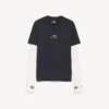 Techwear-Langarm-T-Shirt für Herren in Marineblau/Weiß
