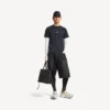 Techwear-Langarm-T-Shirt für Herren in Marineblau/Weiß