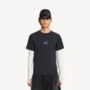 Techwear-Langarm-T-Shirt für Herren in Marineblau/Weiß