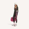 Techwear-Leggings für Damen in Khaki-Braun/Neon-Pink