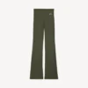 Techwear-Leggings für Damen in Khaki/Limette mit ausgestelltem Bein