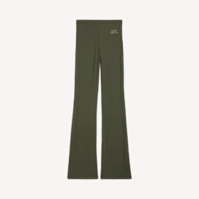Techwear-Leggings für Damen in Khaki/Limette mit ausgestelltem Bein Techwear-Leggings für Damen in Khaki/Limette mit ausgestelltem Bein