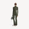Techwear-Leggings für Damen in Khaki/Limette mit ausgestelltem Bein
