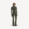 Techwear-Leggings für Damen in Khaki/Limette mit ausgestelltem Bein