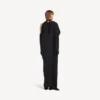 „The Door“ – langes, drapiertes Damenkleid in Schwarz „The Door“ – langes, drapiertes Damenkleid in Schwarz