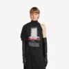 „The Door“ – langes, drapiertes Damenkleid in Schwarz „The Door“ – langes, drapiertes Damenkleid in Schwarz