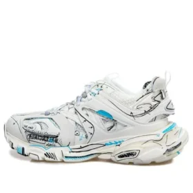 Track 1.0 Sneaker „Weiß-Blau Mesh und Nylon Graffiti“ 542023W3SRA9014