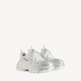 Triple S Glitter Spray Sneaker für Damen in Weiß/Silber