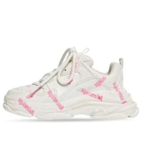 Triple S Logotype Sneaker „Weiß und Rosa, technisches Material“ 654251W2FAB9050 Triple S Logotype Sneaker „Weiß und Rosa, technisches Material“ 654251W2FAB9050