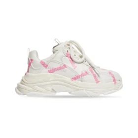 Triple S Logotype Sneaker „Weiß und Rosa, technisches Material“ 654251W2FAB9050 Triple S Logotype Sneaker „Weiß und Rosa, technisches Material“ 654251W2FAB9050