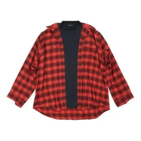 Trompe-l’œil-Karohemd und T-Shirt „Red Navy“ 699371TNM256167