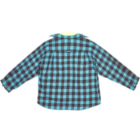 Trompe-l’œil-Karomuster-Hemd und T-Shirt „Blau-Neon-Gelb“ 699371TMM116305