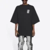 Unisex FW21 T-Shirt mit Rundhalsausschnitt und Aufdruck, schwarz 661715TKVE51070