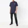 Unisex-T-Shirt mit Logo-Muster und kurzen Ärmeln, marineblau 556150TAV444128
