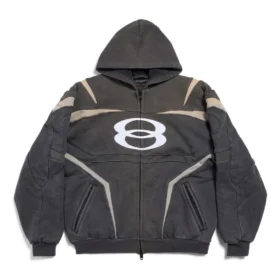 Unity Sports Icon Biker-Hoodie mit Reißverschluss, Oversize „Schwarz Weiß“ 790359TQVM21070