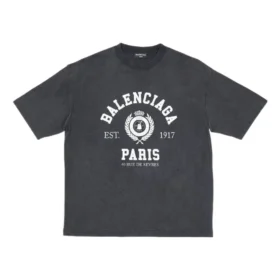 Varsity-Logo-T-Shirt mit kurzen Ärmeln „Washed Black“ 612966TMV981000