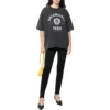 Varsity-Logo-T-Shirt mit kurzen Ärmeln „Washed Black“ 612966TMV981000
