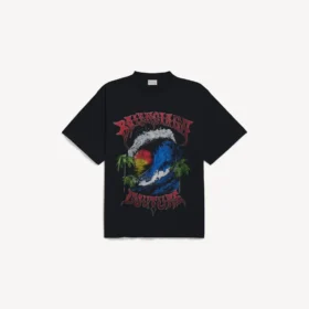 Vintage-Surfer-T-Shirt für Herren in Schwarz, Oversize-Passform