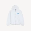 Weißer Damen-Hoodie mit Reißverschluss und skizzenhaftem Motiv Weißer Damen-Hoodie mit Reißverschluss und skizzenhaftem Motiv