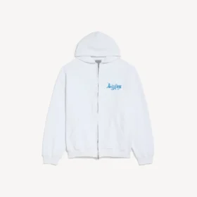 Weißer Damen-Hoodie mit Reißverschluss und skizzenhaftem Motiv