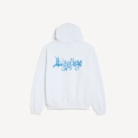 Weißer Damen-Hoodie mit Reißverschluss und skizzenhaftem Motiv