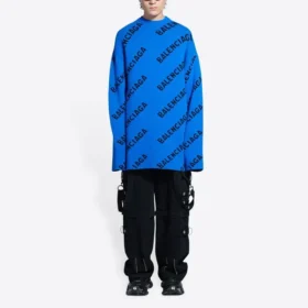 Wollpullover mit Rundhalsausschnitt und durchgehendem Logo „Blue“ 657400T15673964 Wollpullover mit Rundhalsausschnitt und durchgehendem Logo „Blue“ 657400T15673964