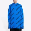 Wollpullover mit Rundhalsausschnitt und durchgehendem Logo „Blue“ 657400T15673964