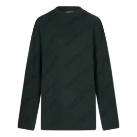 Wollpullover mit Rundhalsausschnitt und durchgehendem Logo „Dark Green“ 657400T15673050 Wollpullover mit Rundhalsausschnitt und durchgehendem Logo „Dark Green“ 657400T15673050