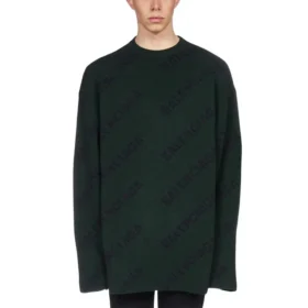 Wollpullover mit Rundhalsausschnitt und durchgehendem Logo „Dark Green“ 657400T15673050 Wollpullover mit Rundhalsausschnitt und durchgehendem Logo „Dark Green“ 657400T15673050