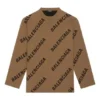 Wollpullover mit Rundhalsausschnitt und durchgehendem Logo „Hellbraun“ 657401T32002900