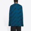Wollpullover mit Rundhalsausschnitt und durchgehendem Logo „Petrol Blue“ 657400T15672470