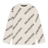 Wollpullover mit Rundhalsausschnitt und durchgehendem Logo „White“ 657401T32009054